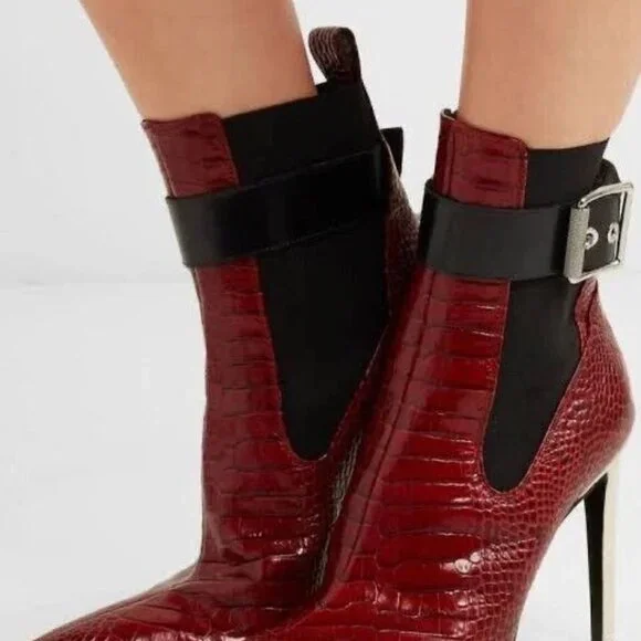 NEW Rag & Bone Wren Leather Booties In Red Sz 37.5 (US 7.5 ) $695 - Picture 1 of 7